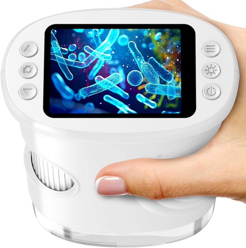 Ashfly 1000X Handheld Digital Microscope for Kids with 2.0" IPS Screen, Portable STEM Science Lab Toy, Rechargeable Pocket Microscope Educational Gift for Boys & Girls Age 4-6 8-12, White - Image 1